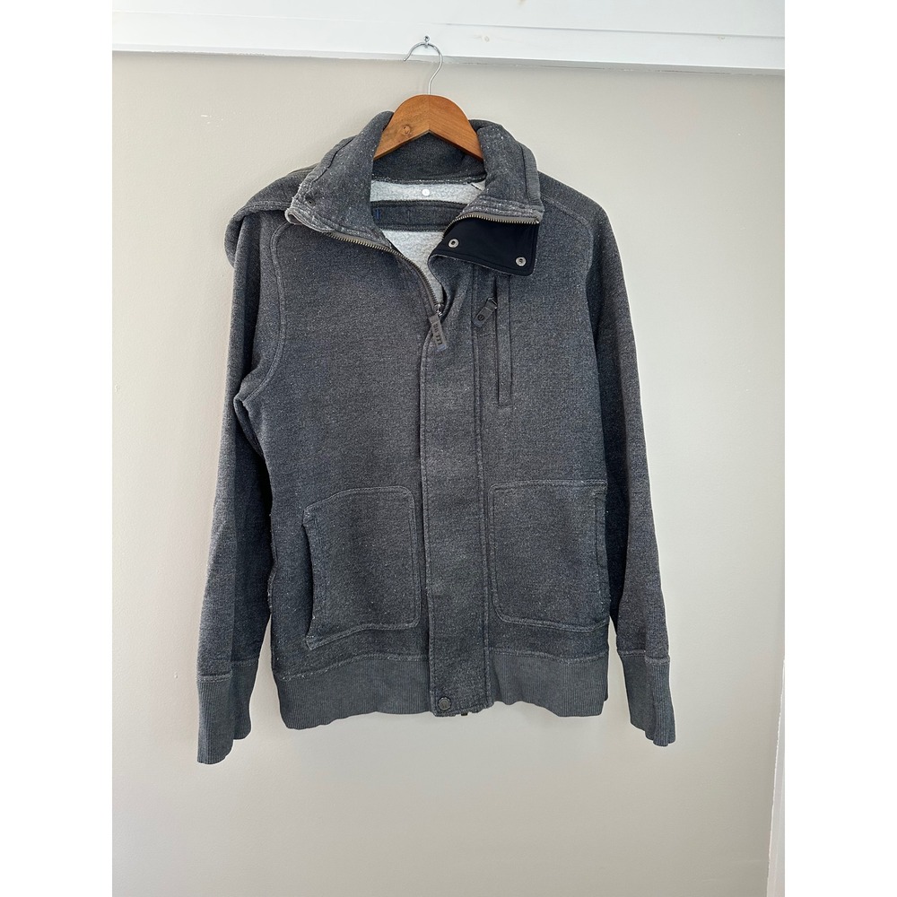 Lululemon Full Zip Hoodie Men Large Gray EUC Heavyweight Fleece Mock Neck Jacket